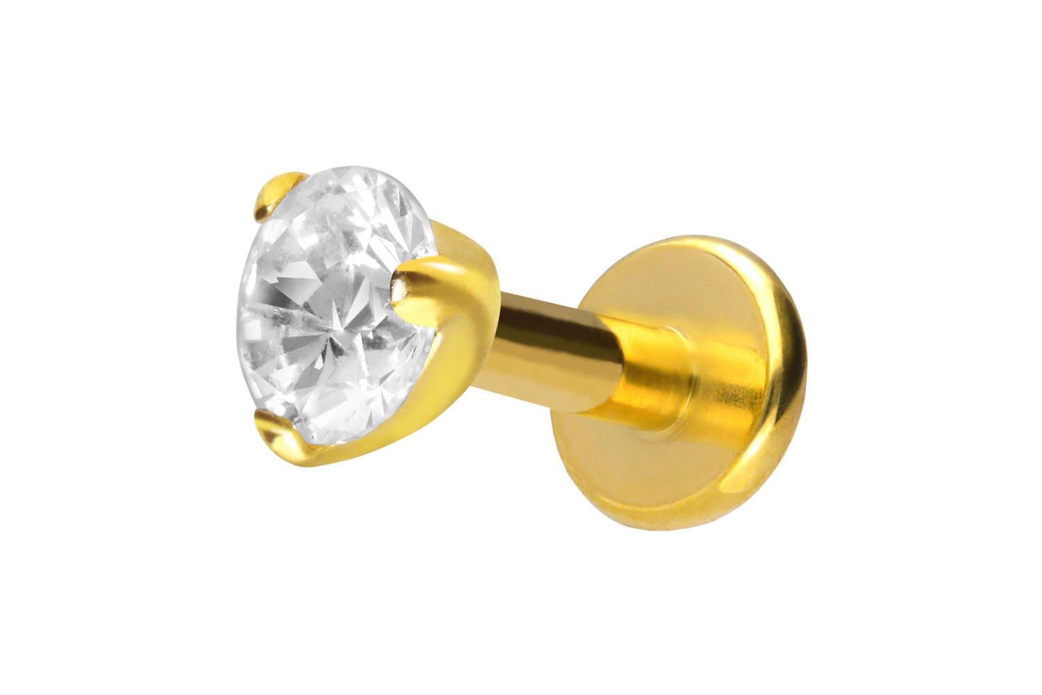 Titan Labret Piercing mit Innengewinde EINGEFASSTER KRISTALL